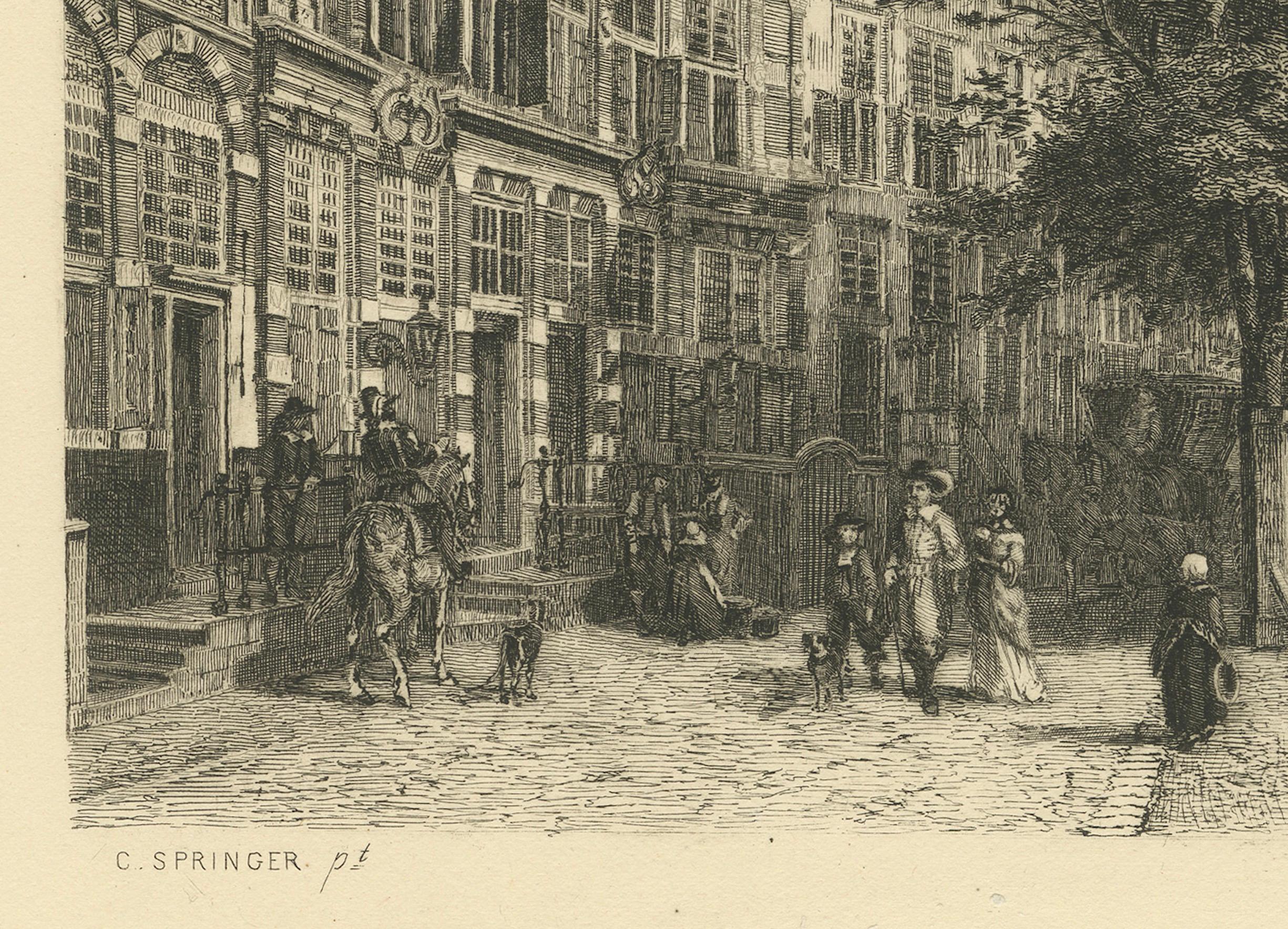 Die elegante Herengracht in Amsterdam: Historische Grachten-Szene, um 1870 im Zustand „Gut“ im Angebot in Langweer, NL