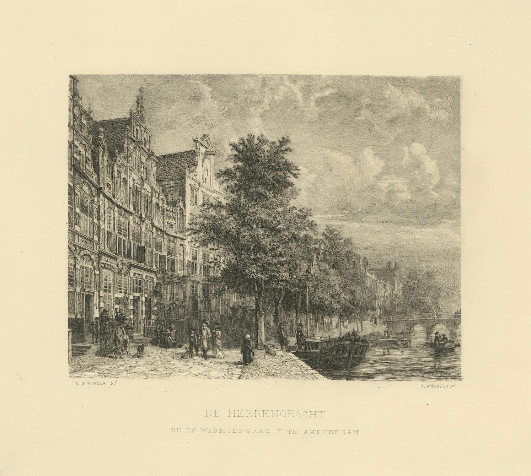Die elegante Herengracht in Amsterdam: Historische Grachten-Szene, um 1870 im Angebot 1
