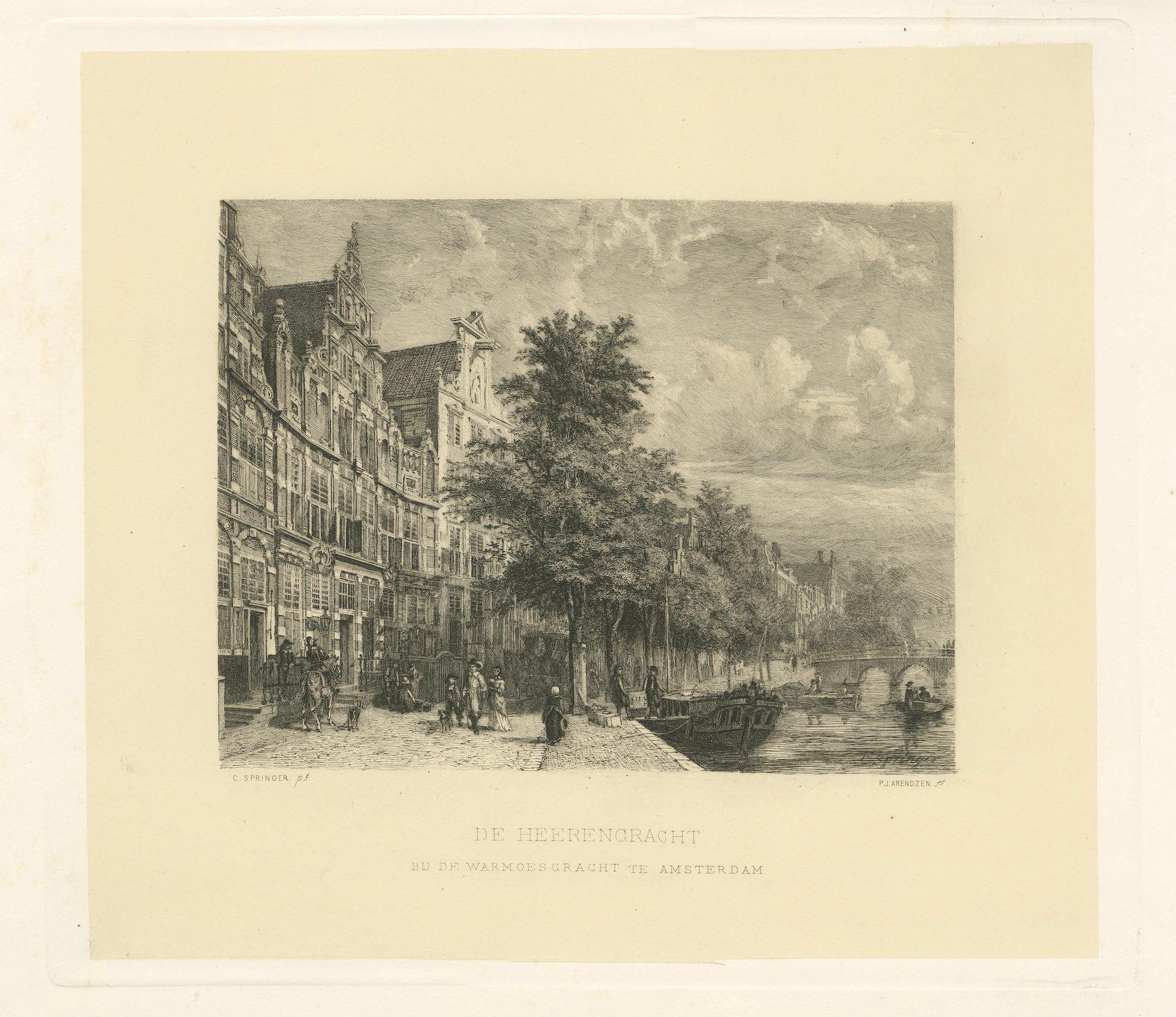 Die elegante Herengracht in Amsterdam: Historische Grachten-Szene, um 1870 im Angebot 2