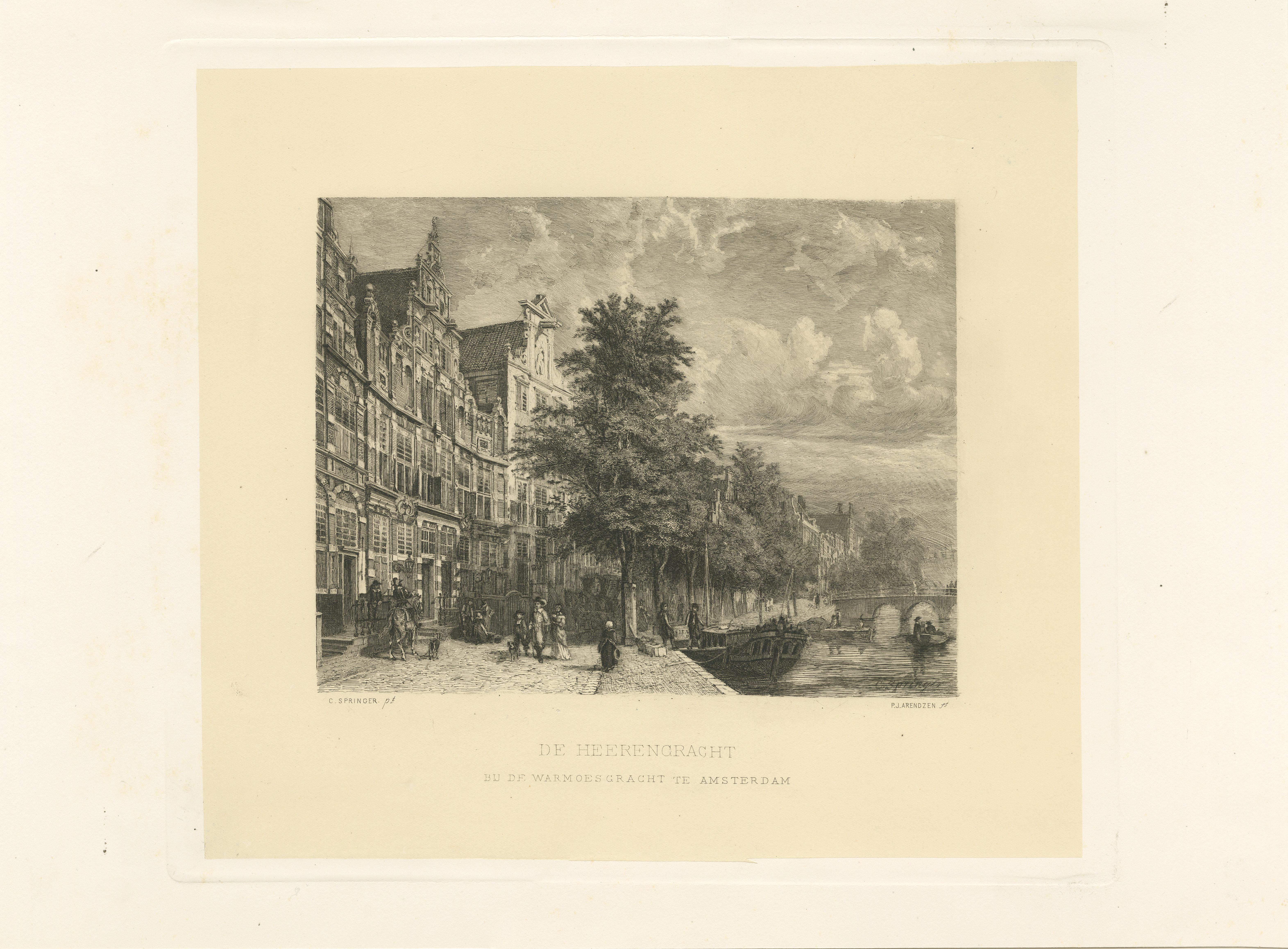 Die elegante Herengracht in Amsterdam: Historische Grachten-Szene, um 1870 im Angebot 3
