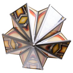 Amsterdamse school  Art Deco  Stained Glass Chandelier  Holland