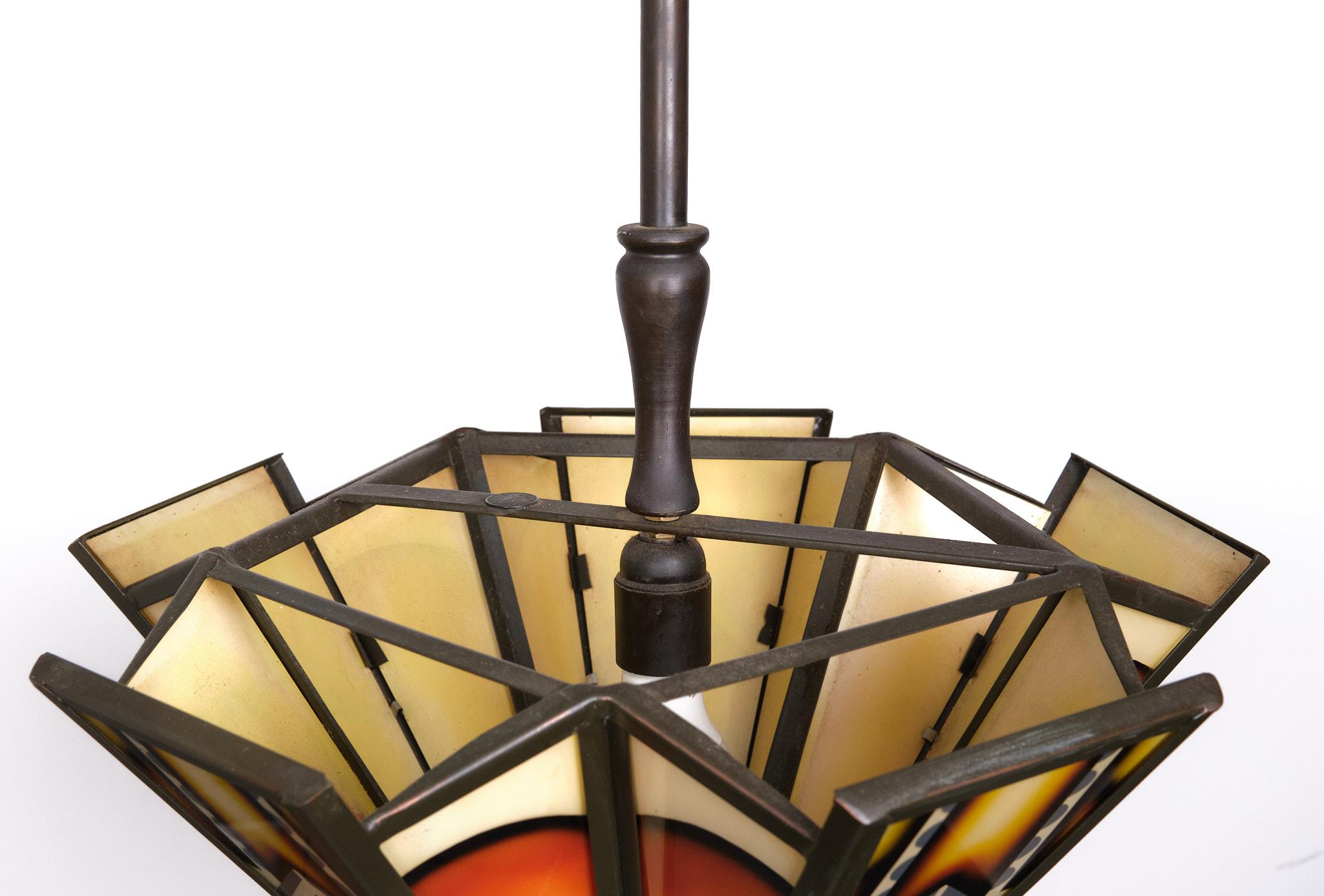 Dutch Amsterdamse school  Art Deco  Stained Glass Chandelier  Holland  For Sale