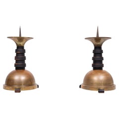Amsterdamse School Brass Candle sticks 1920/30s