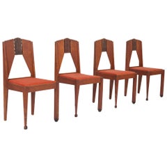 Vintage Amsterdamse School Dining Chairs in Skin Velvet