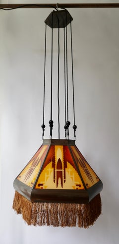 Amsterdamse School Glass Art Deco Pedant Light