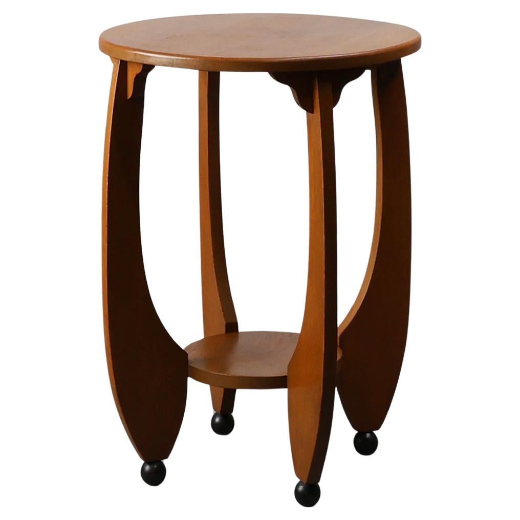 Amsterdamse School Oak round Side Table, The Netherlands, ca. 1920 For Sale