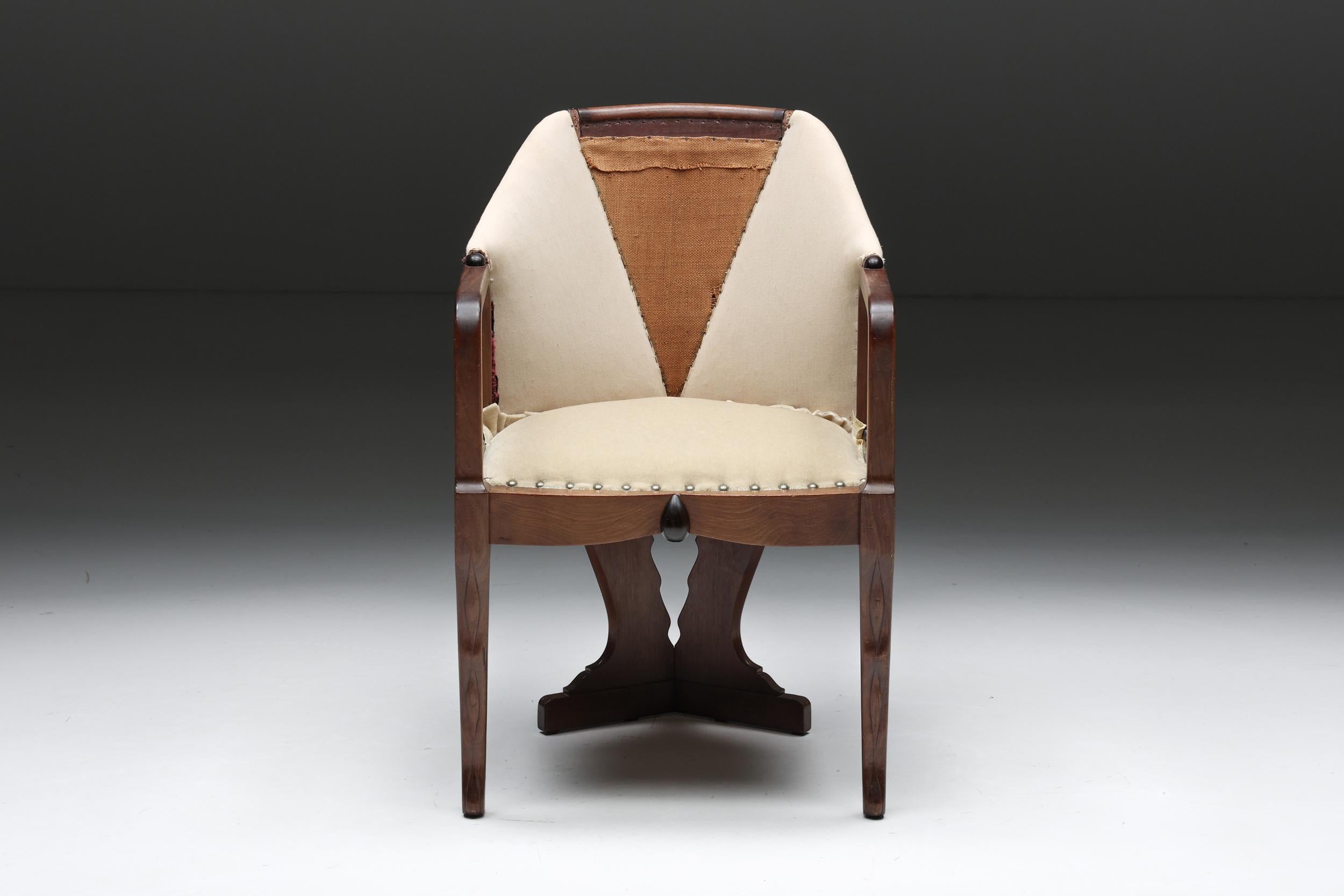 Amsterdamse School Side Chair, Art Deco, Dutch Design, 1930s In Excellent Condition In Antwerp, BE