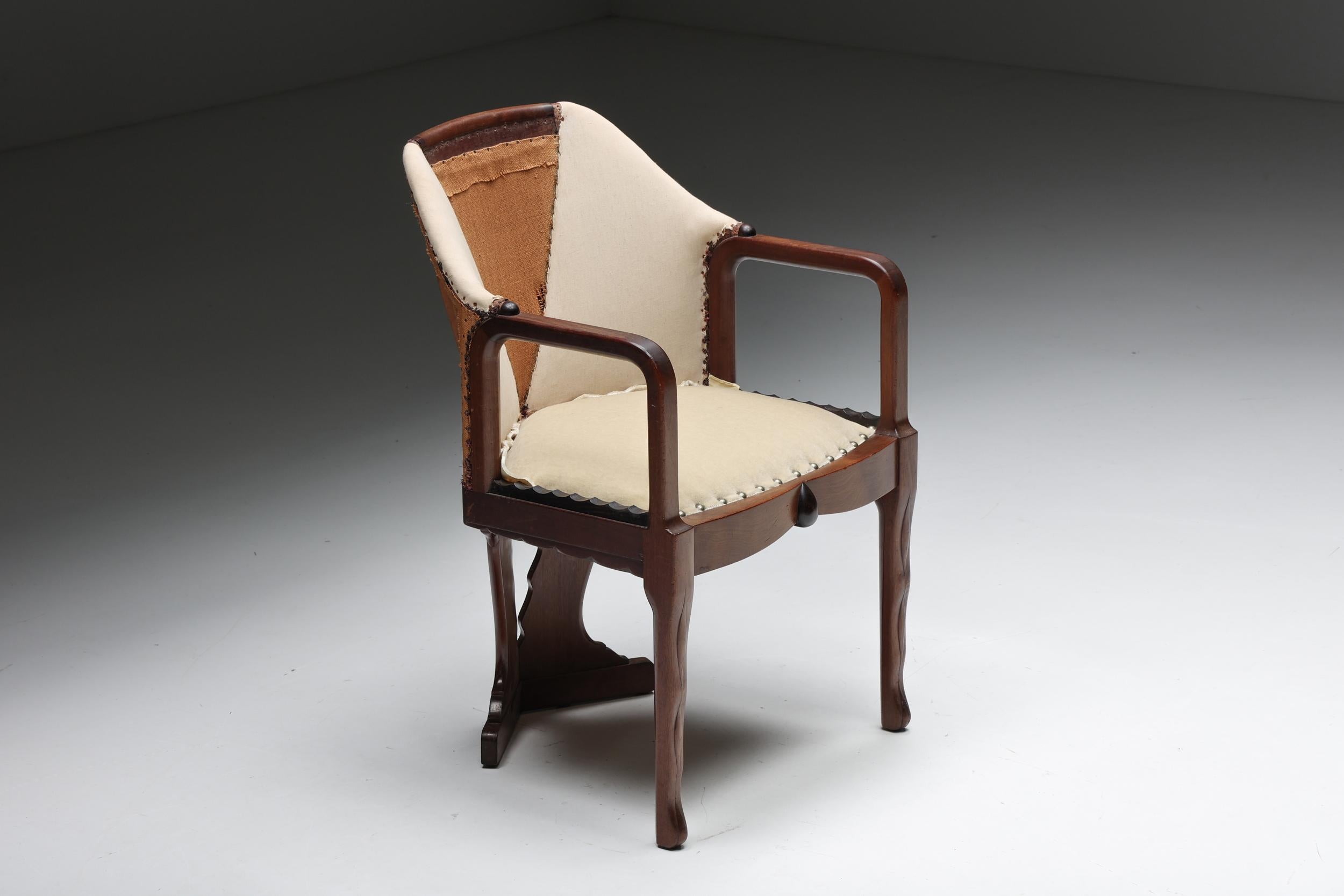 Amsterdamse School Side Chair, Art Deco, Dutch Design, 1930s 1
