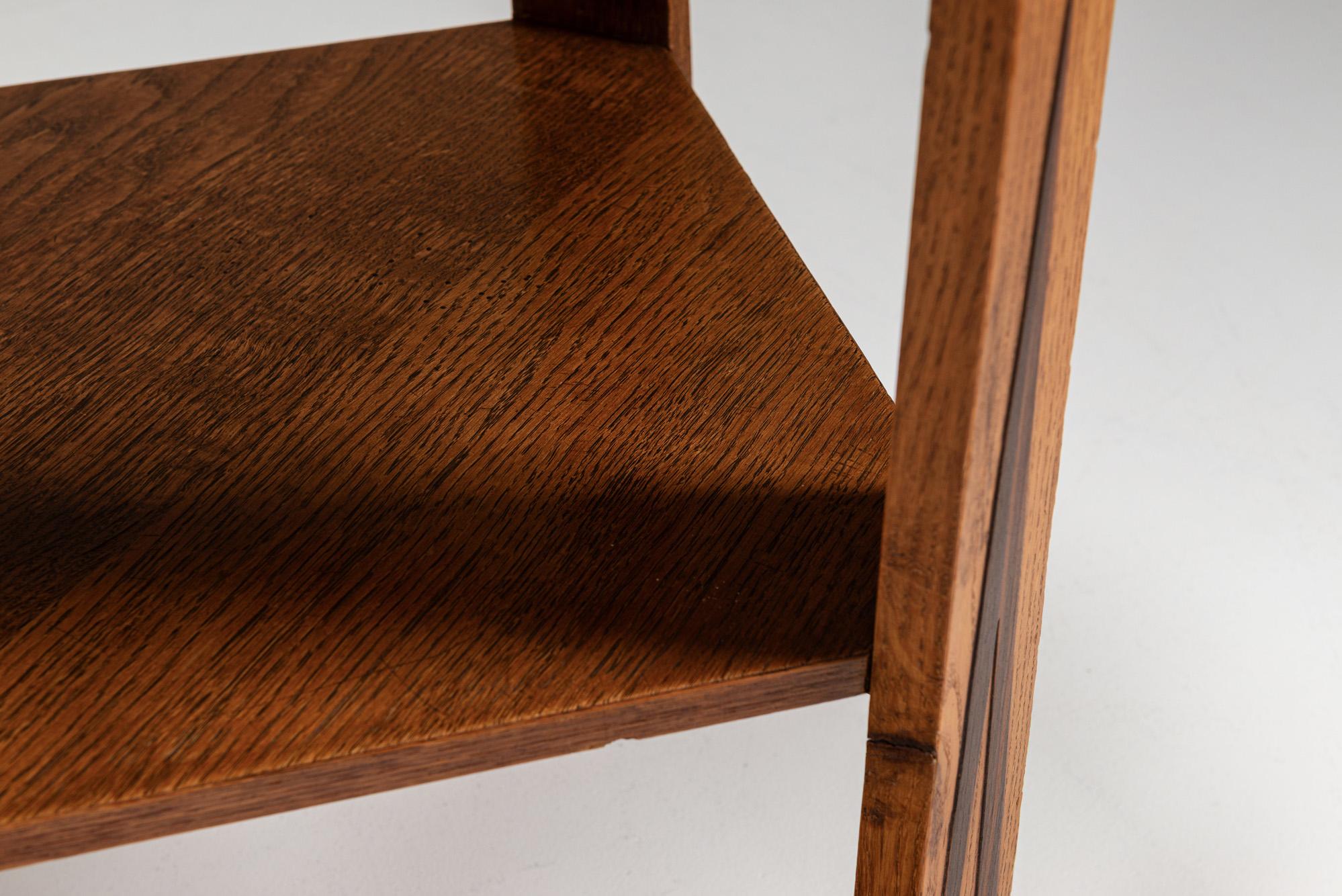 Table d'appoint de l'école Amsterdamse en Oak et Coromandel, Pays-Bas, années 1930 4