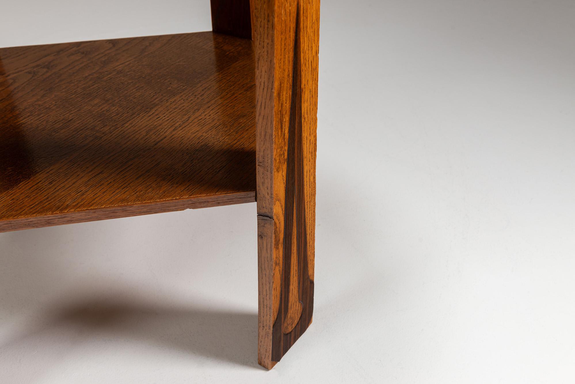Table d'appoint de l'école Amsterdamse en Oak et Coromandel, Pays-Bas, années 1930 5