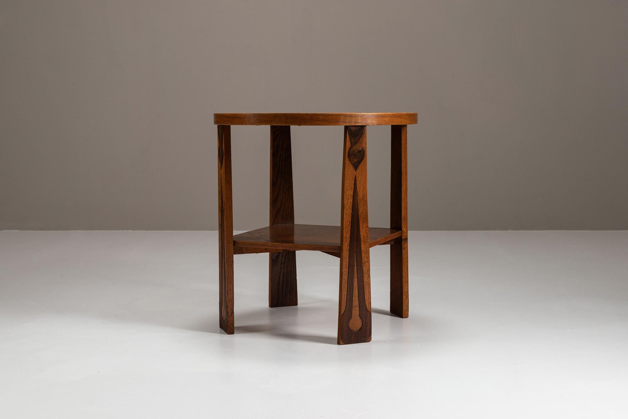 Néerlandais Table d'appoint de l'école Amsterdamse en Oak et Coromandel, Pays-Bas, années 1930
