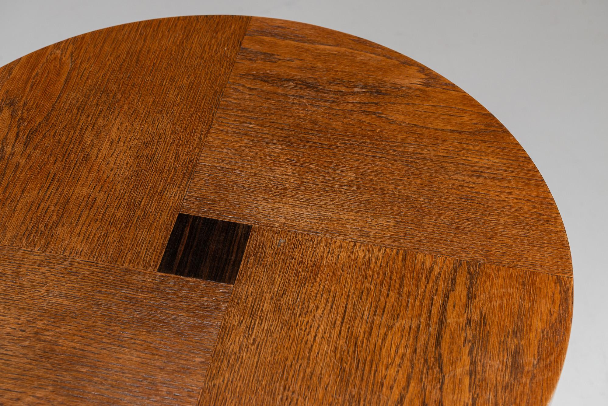 Table d'appoint de l'école Amsterdamse en Oak et Coromandel, Pays-Bas, années 1930 1