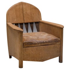  Amsterdamse School Style Dutch Modern Lounge Chair, 1940's, Art Deco