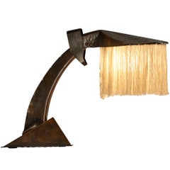 Lampada da tavolo Amsterdamse School in rame e seta