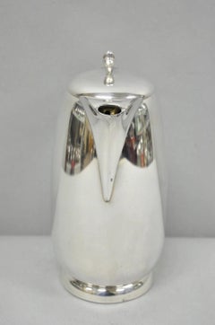 Amston Mid Century Modern Silver Plated Rattan Wicker Handle Coffee Pot Pitcher