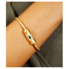 Amulet Container Bracelet in 18kt Gold, Emerald & Diamond