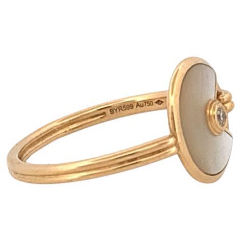 Moderne Amulette De Cartier Bague Nacre Diamant Or Jaune 18k Taille 54 en vente
