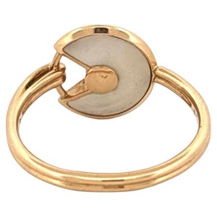 Taille ronde Amulette De Cartier Bague Nacre Diamant Or Jaune 18k Taille 54 en vente