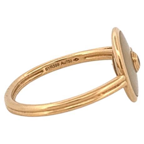 Amulette De Cartier Bague Nacre Diamant Or Jaune 18k Taille 54 en vente 2