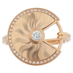 Bague Amulette De Cartier avec diamant rond en or rose 18K avec boîte Cartier