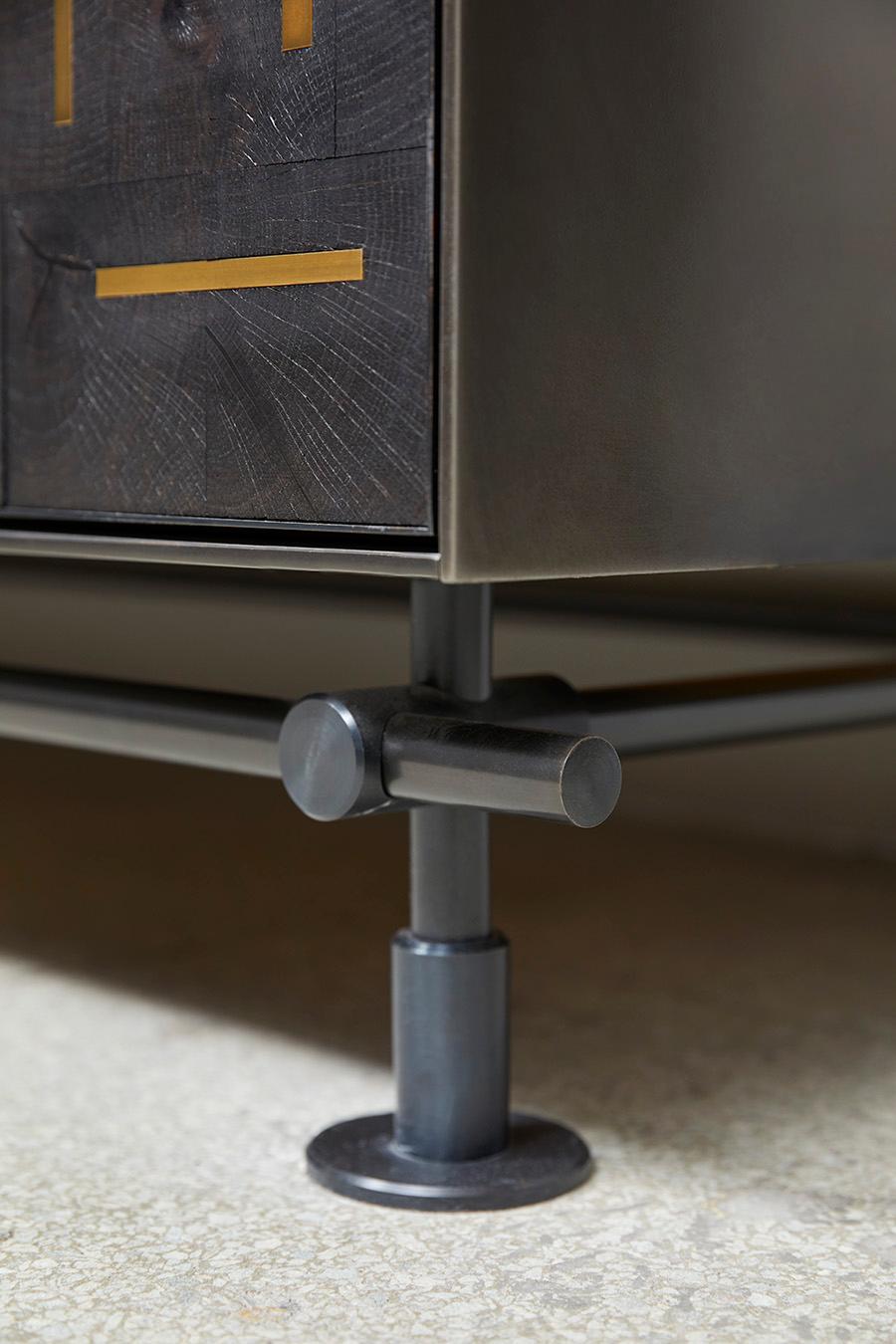 Brass Amuneal's Butcherblock Credenza For Sale