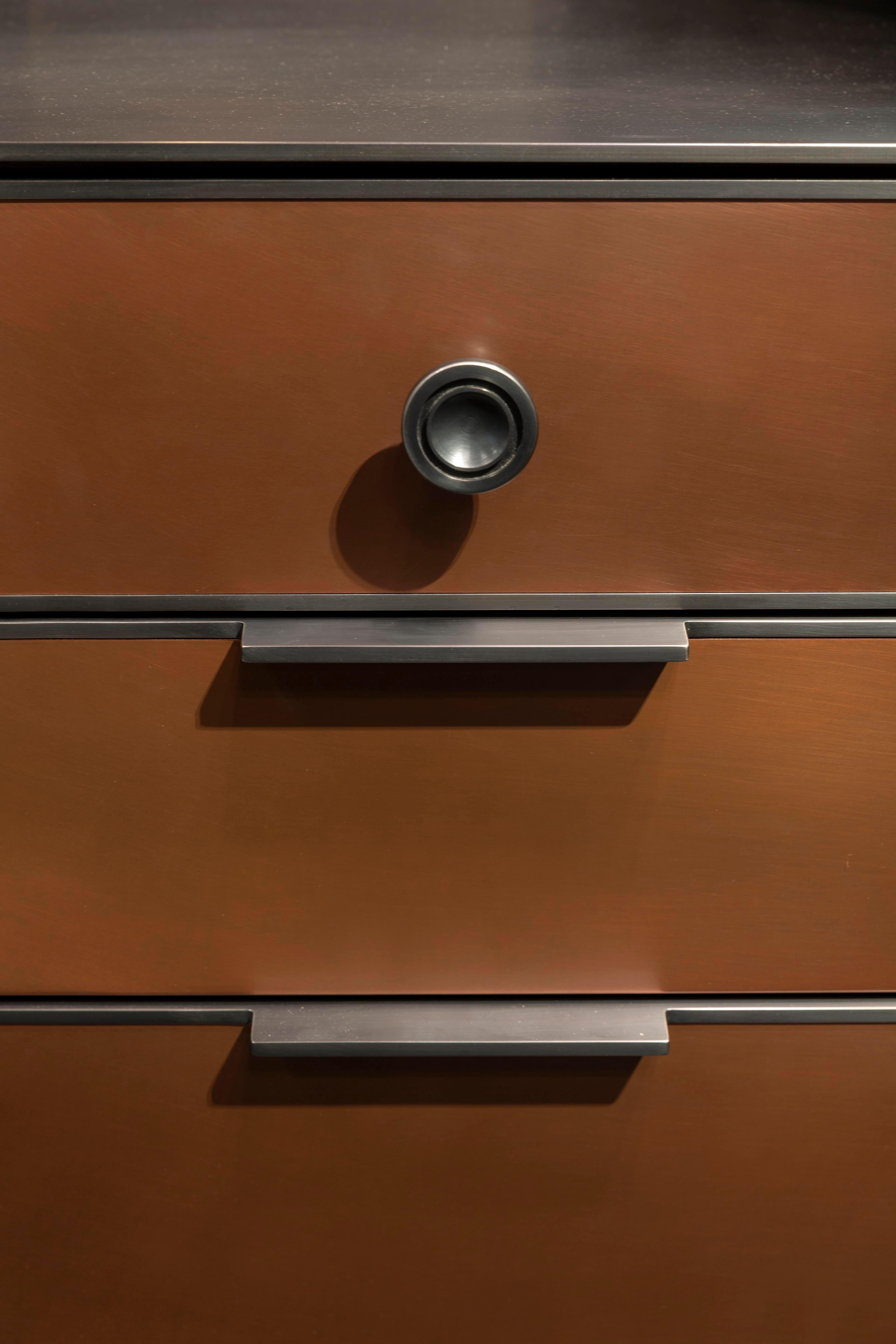 Amuneal's Copper Vanity with Stainless Steel Surround and Integral sink In New Condition For Sale In New York, NY