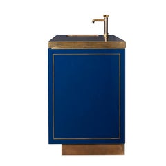 Amuneal's Blue Lacquer Bar Cabinet with Brass Countertop and Integral Sink