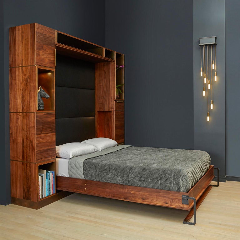 Amuneal’s Murphy Bed in Silvered Walnut and Oxidized Bronze For Sale at