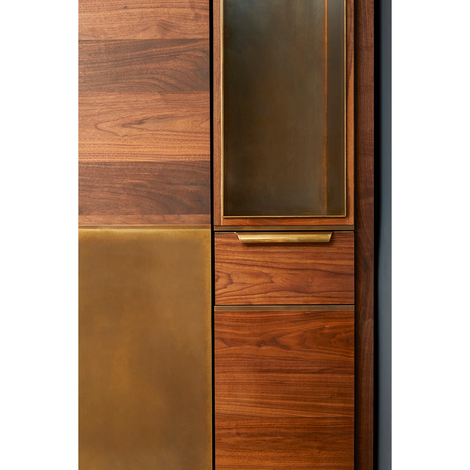 Lacquered Amuneal’s Murphy Bed in Silvered Walnut and Oxidized Bronze For Sale