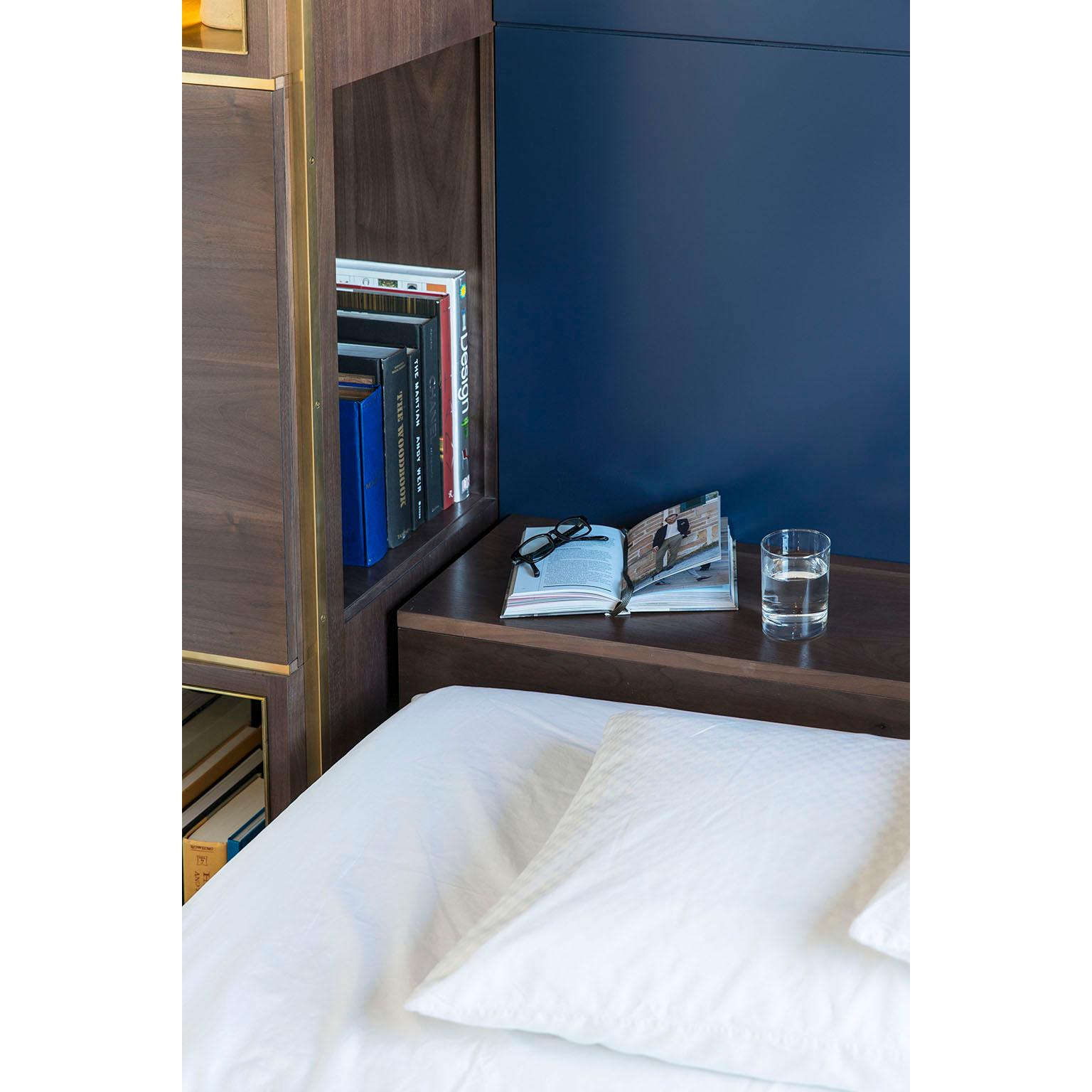 Contemporary Amuneal’s Murphy Bed in Silvered Walnut and Warm Brass For Sale