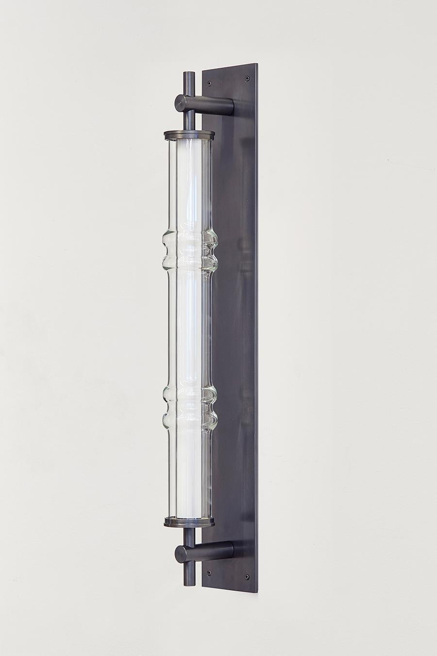 Modern Amuneal's Blown Glass + Blackened Steel Totem Wall Sconce For Sale