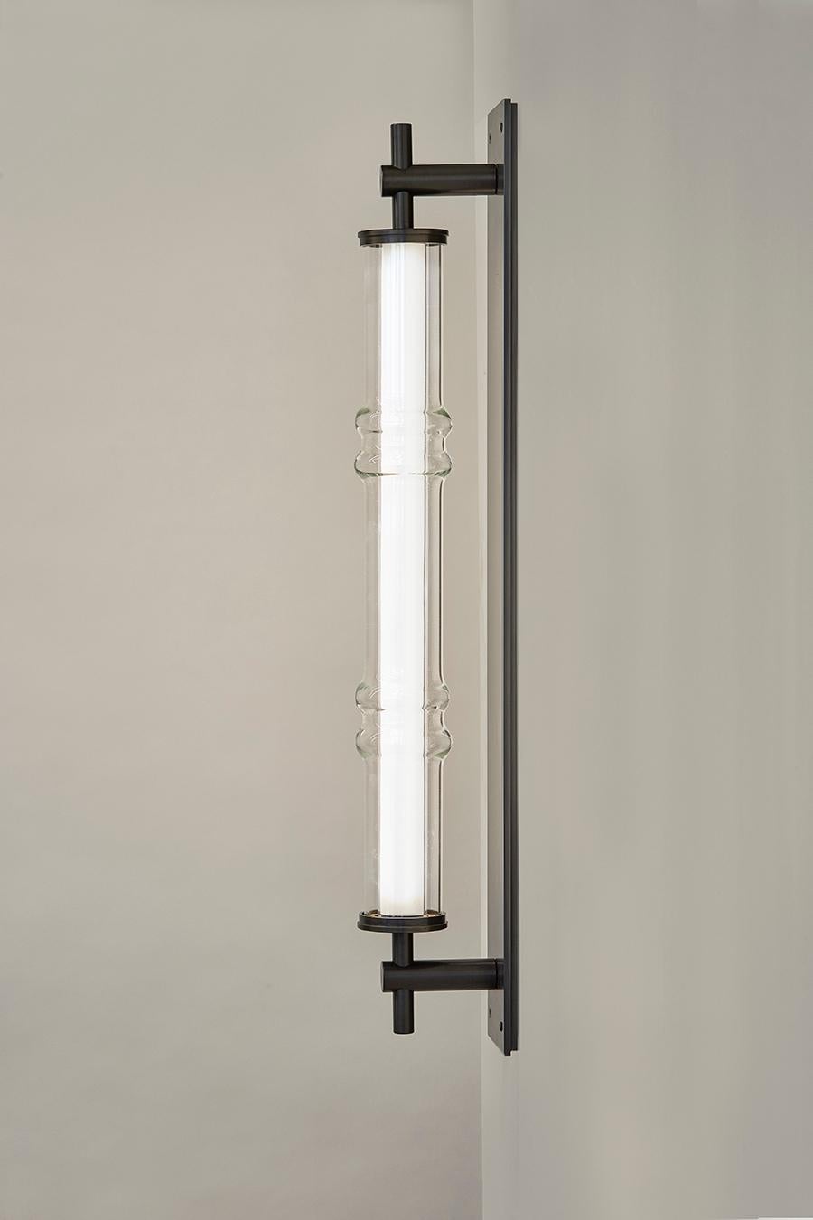 Amuneal's Blown Glass + Blackened Steel Totem Wall Sconce For Sale 1