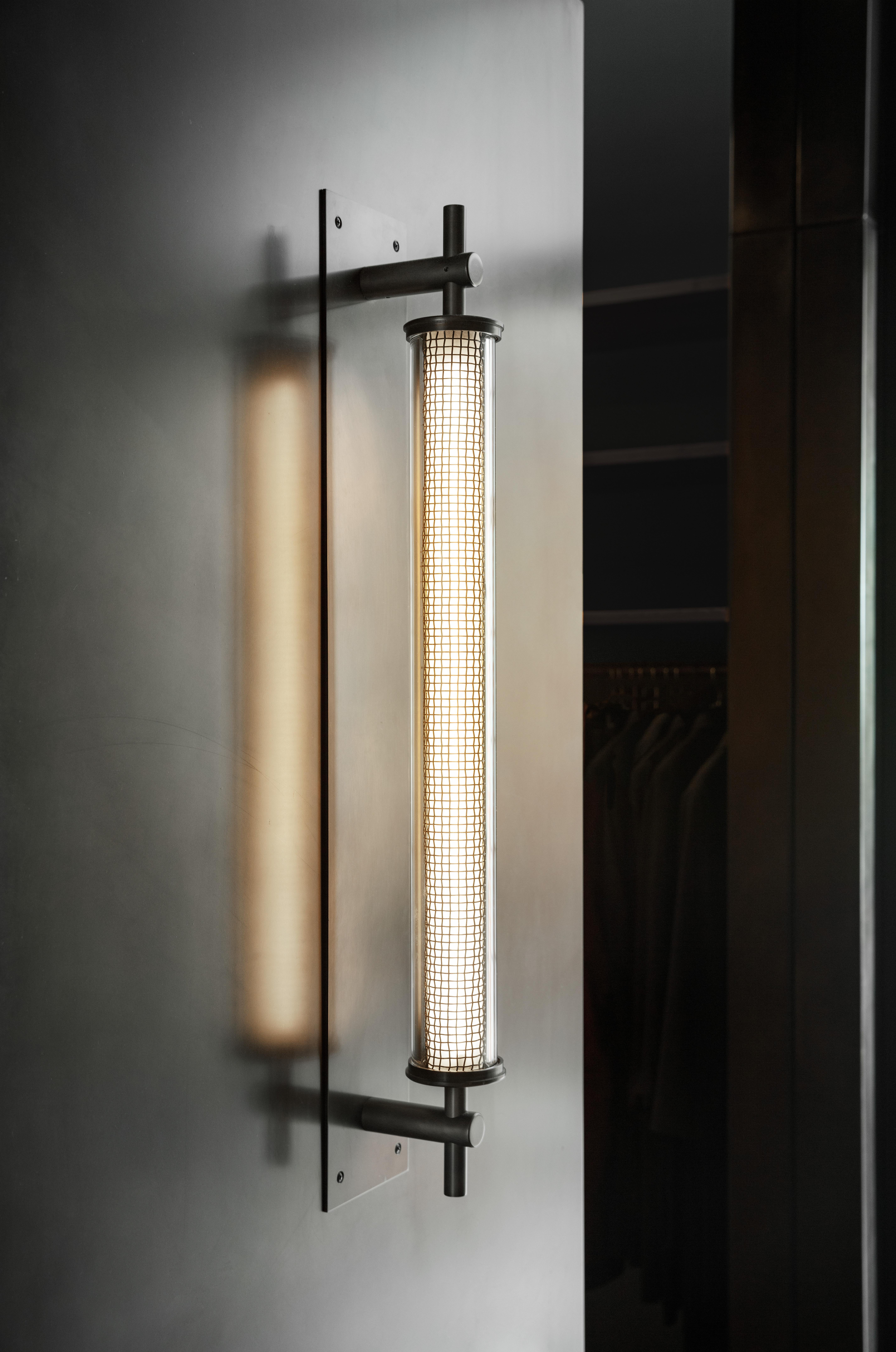 Amuneal's Blown Glass + Blackened Steel Totem Wall Sconce For Sale 2