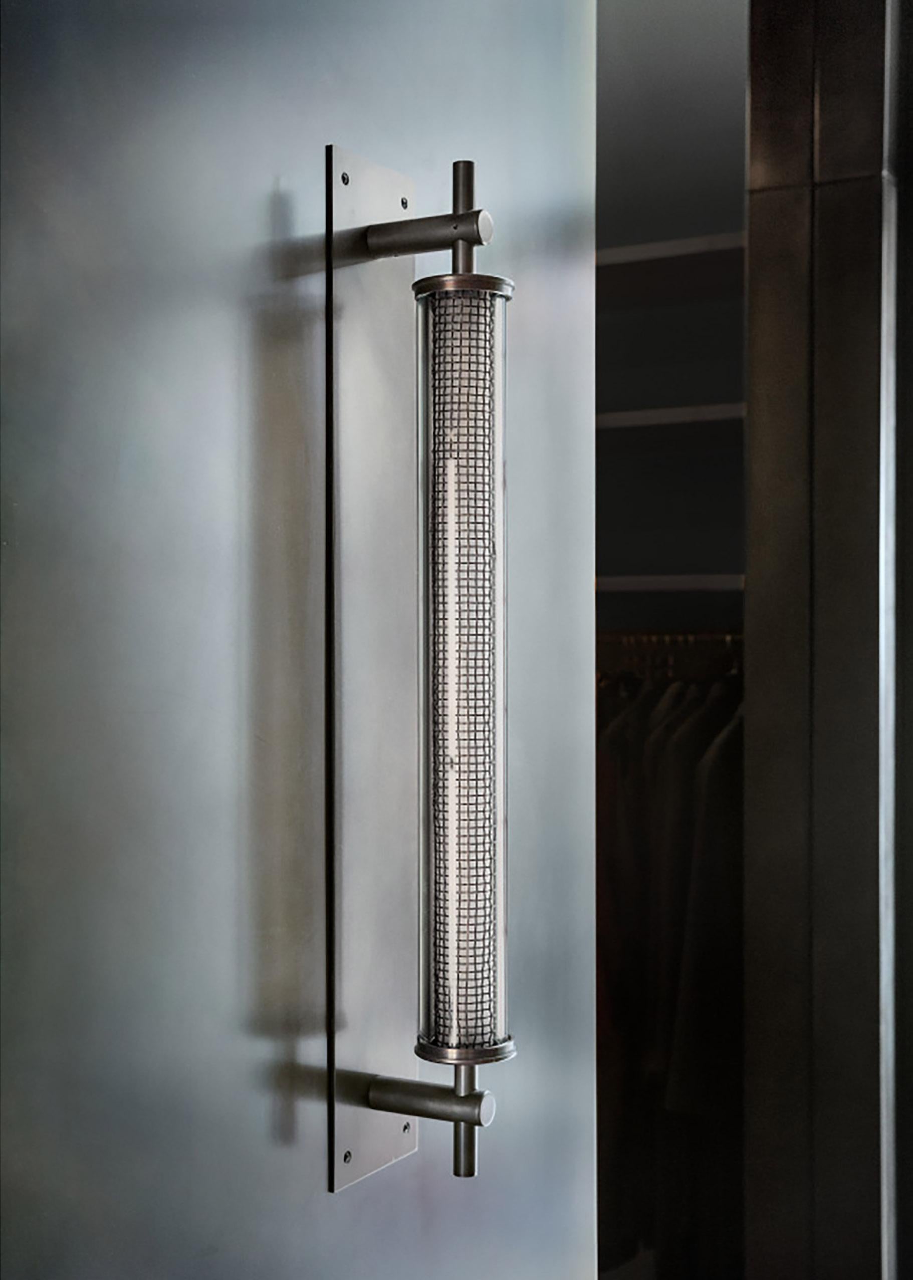 Amuneal's Blown Glass + Blackened Steel Totem Wall Sconce For Sale 3