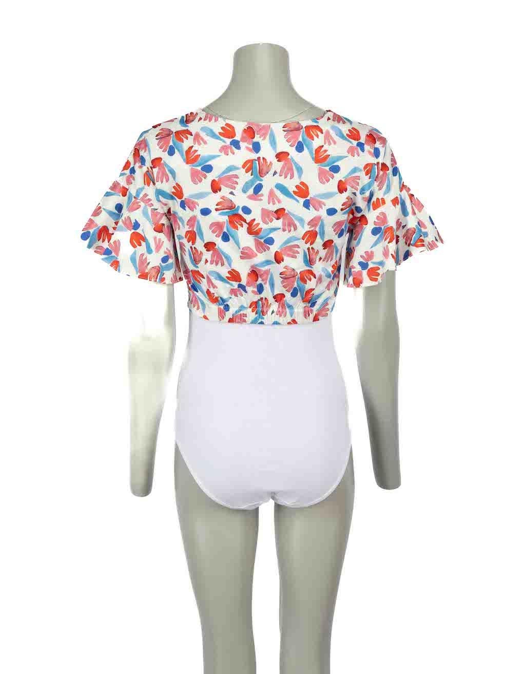 Amur Motif Pattern Short Sleeve Crop Top Size XS In Good Condition For Sale In London, GB