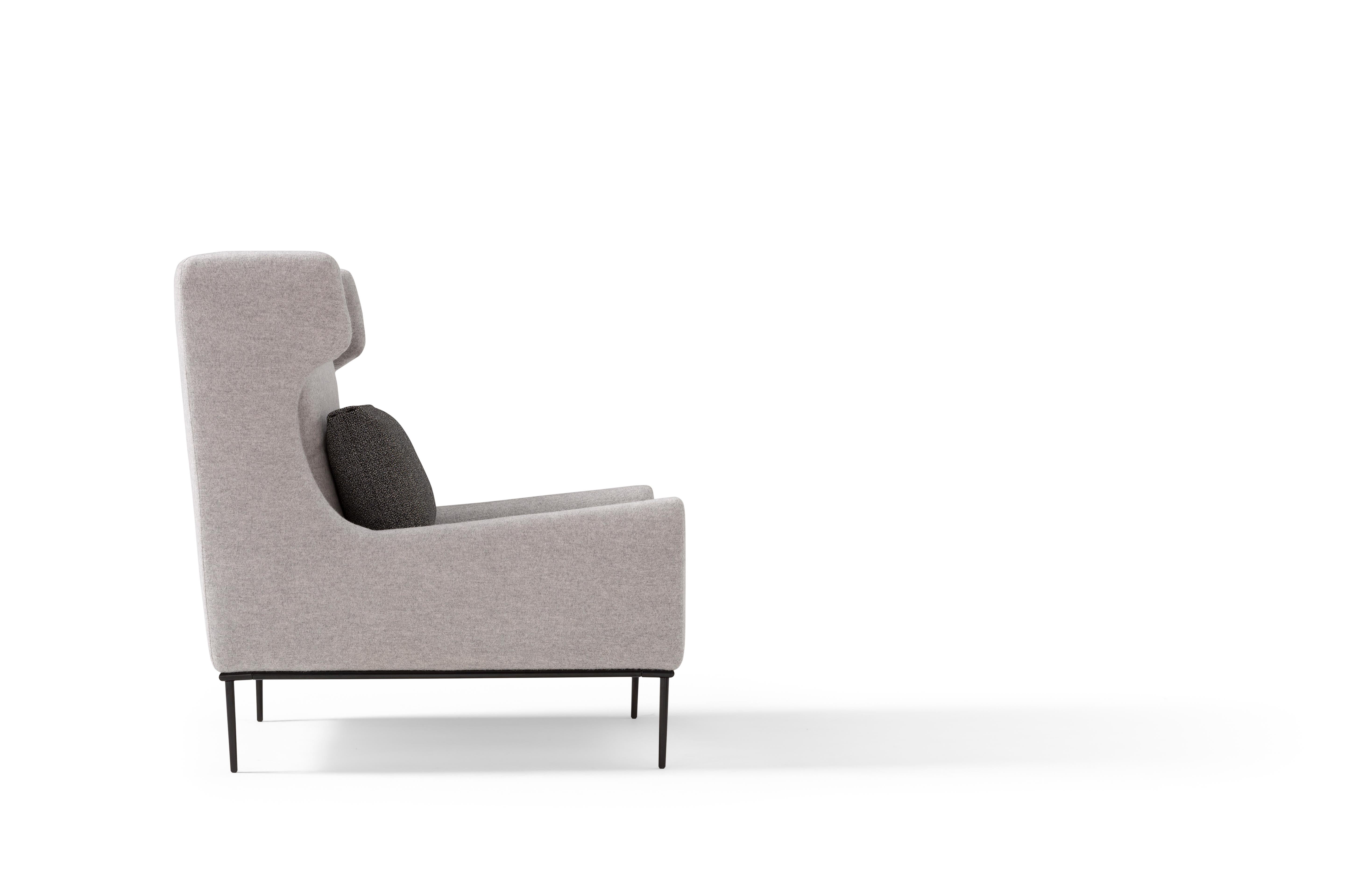 Modern Amura 'Alice' Armchair in Gray Fabric by Luca Scacchetti For Sale
