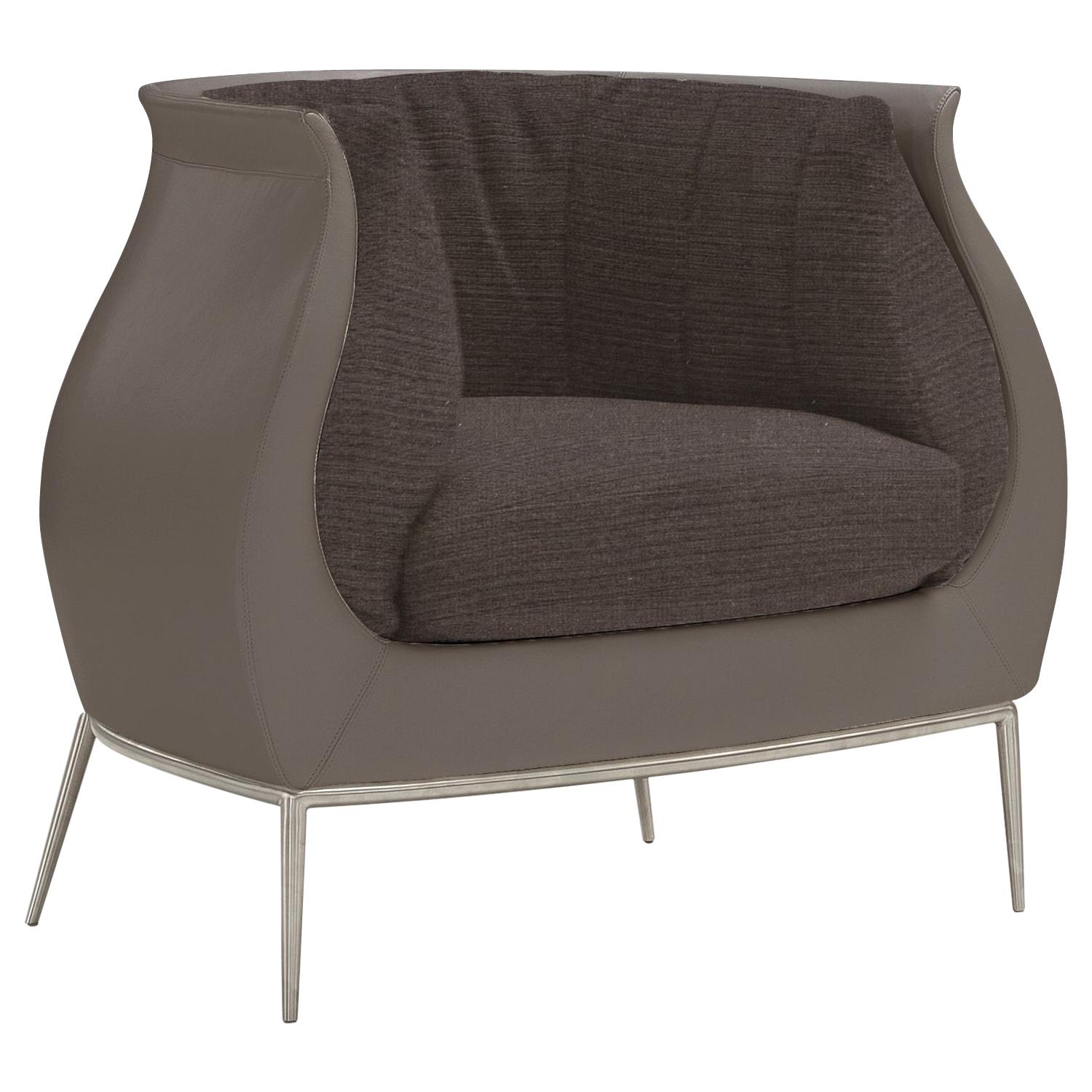 Amura Blossom Armchair in Leather and Fabric by Luca Scacchetti