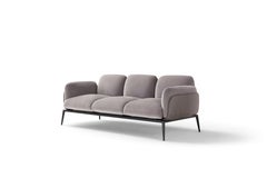 Amura 'Brooklyn' 3-Seat Sofa in Tan Leather and Velvet by Stefano Bigi