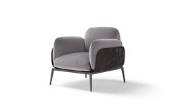 Amura Brooklyn Sessel aus grauem Leder und Samt von Stefano Bigi
