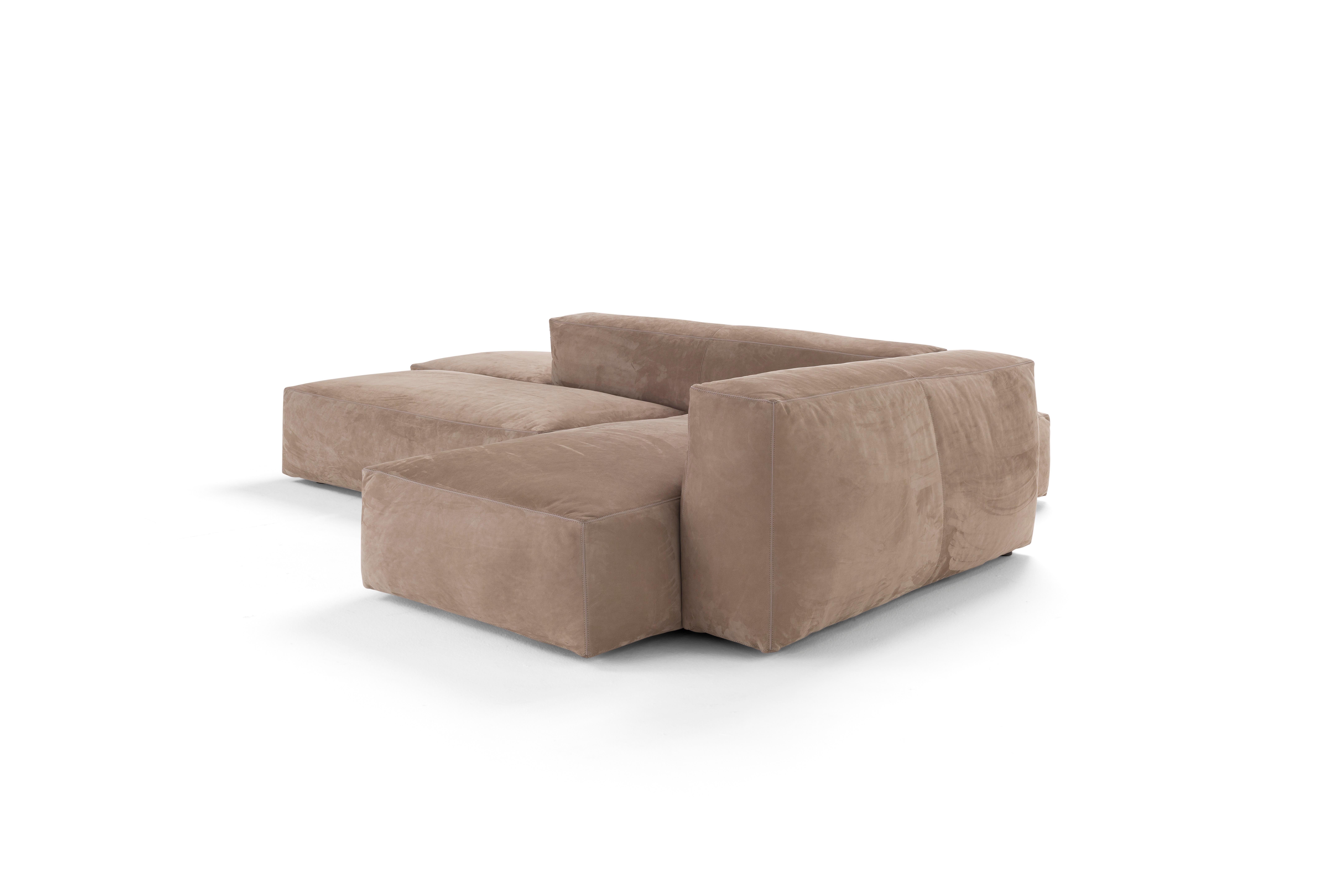 Modern Amura 'Davis' Modular Sofa in Brown Leather For Sale
