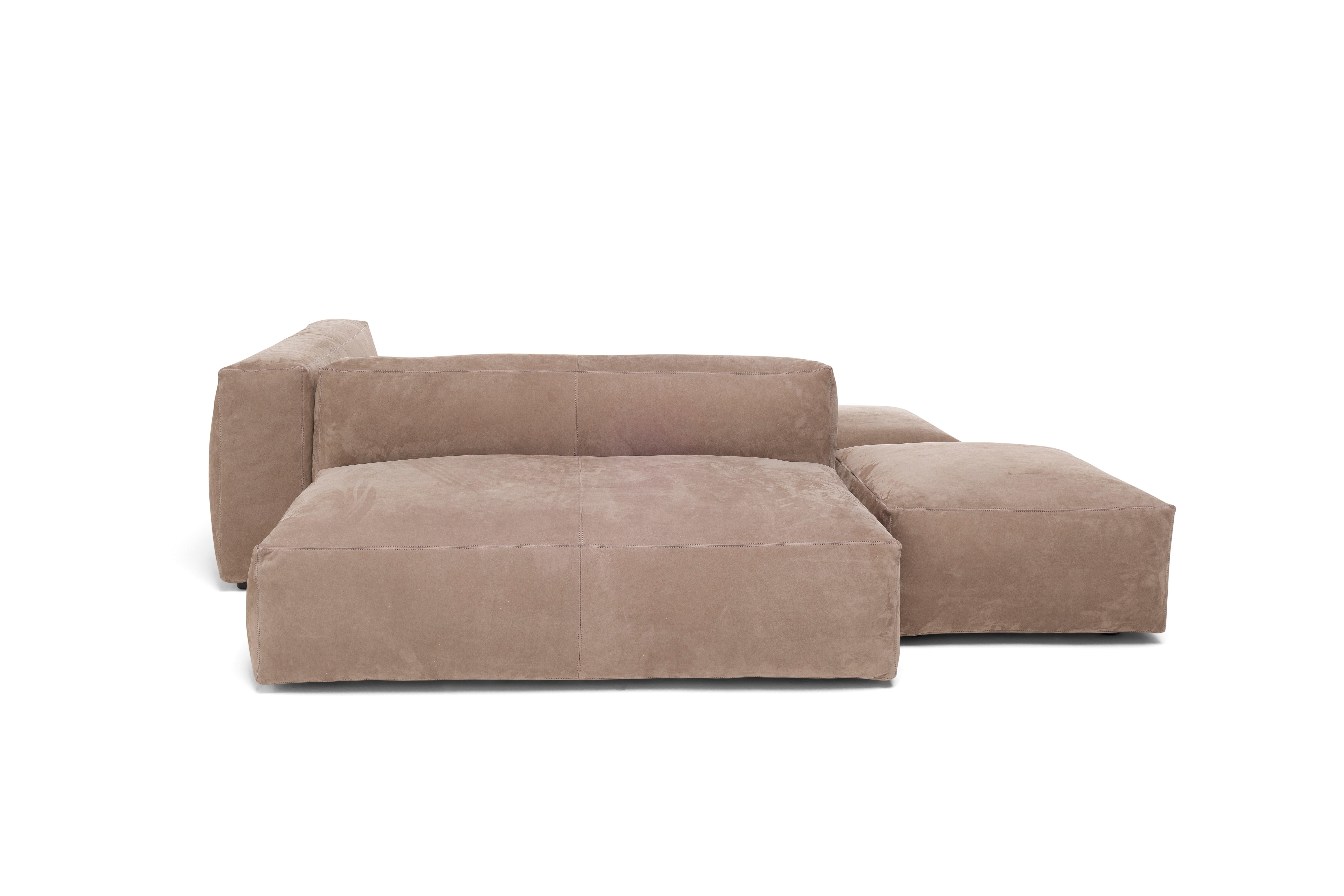 Hand-Crafted Amura 'Davis' Modular Sofa in Brown Leather For Sale