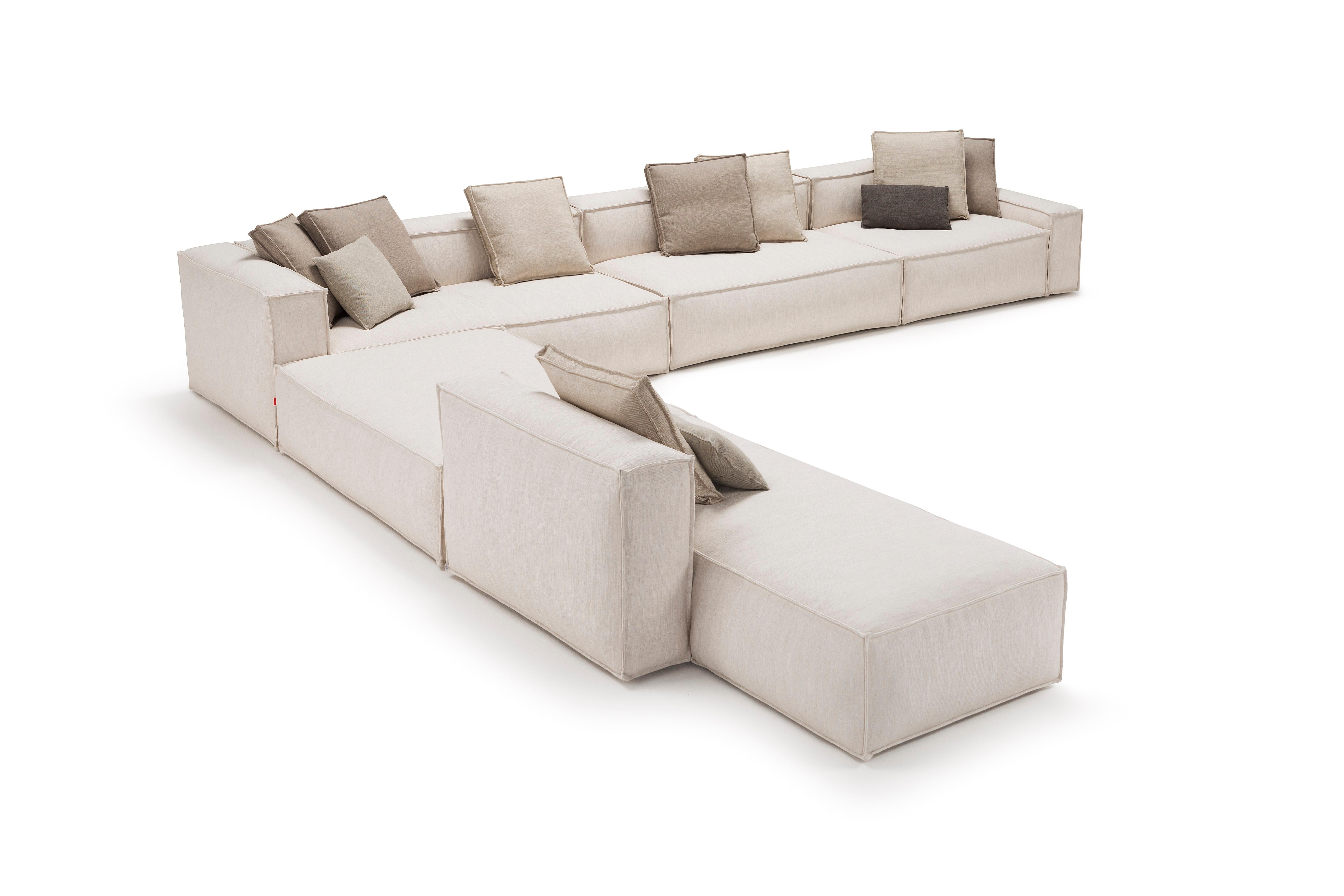Modern Amura 'Davis' Sectional in White Fabric For Sale