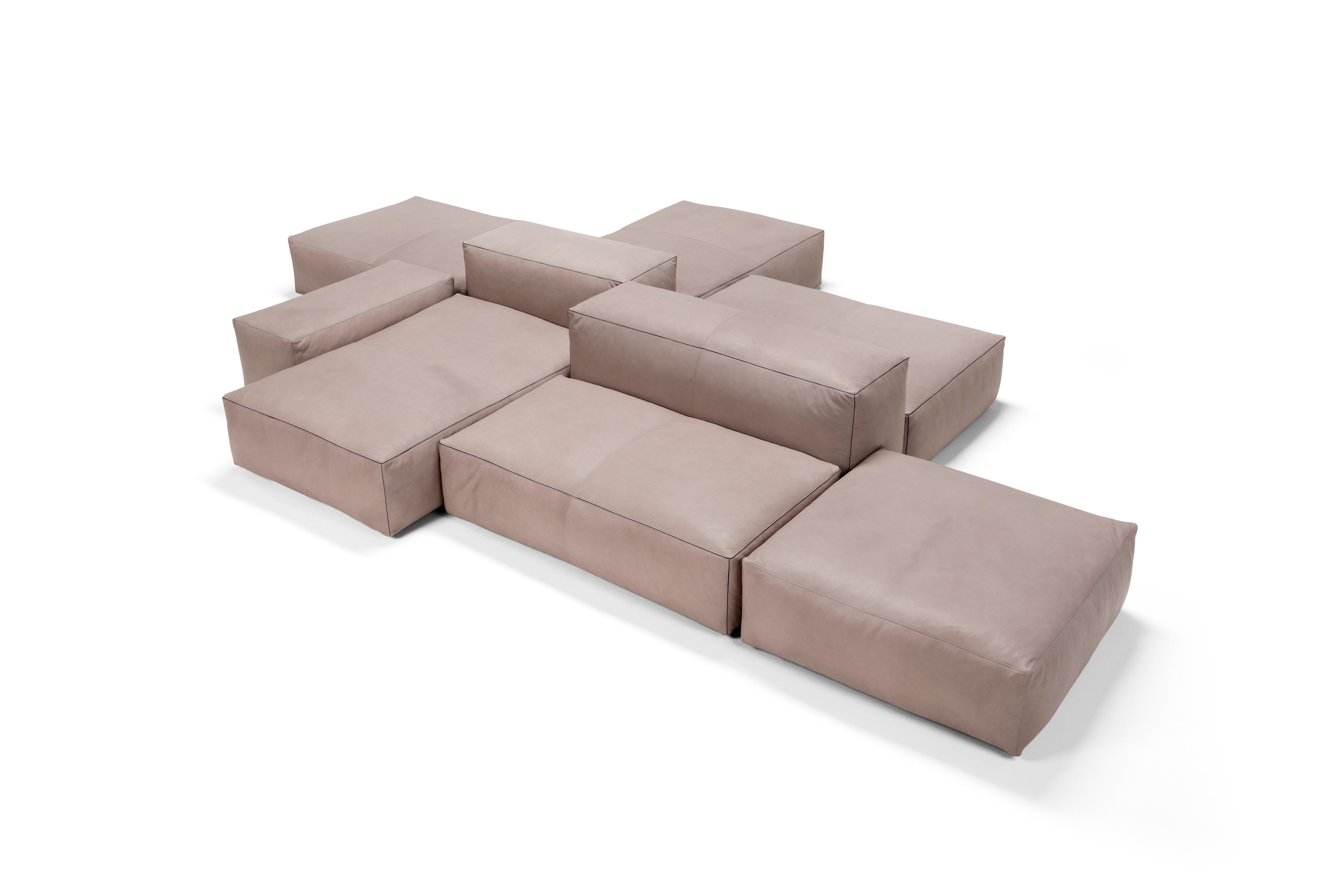 Modern Amura 'Davis' Sofa and Living Set in Leather, Italy