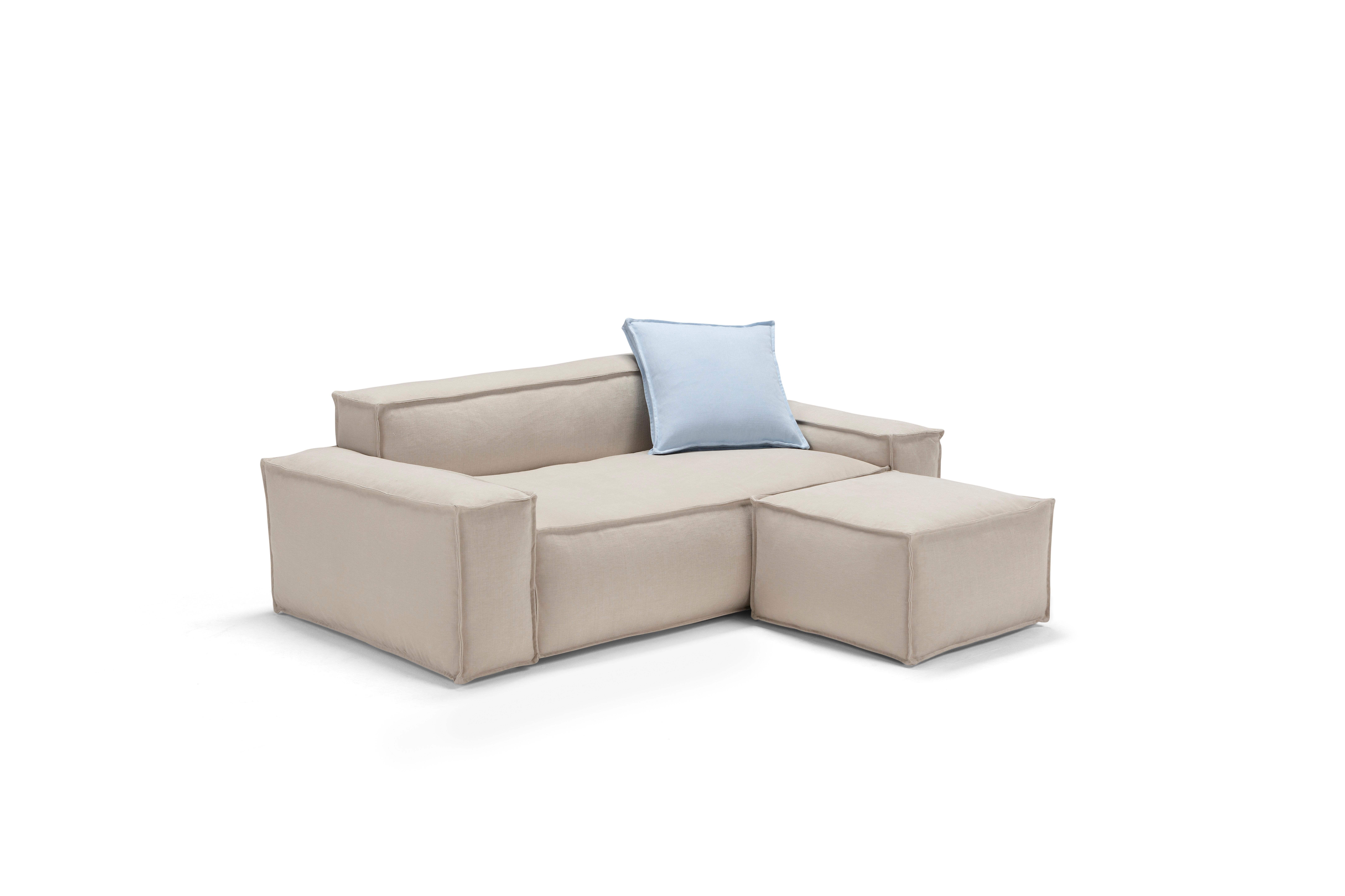 Modern Amura 'Davis' Sofa in White Fabric For Sale