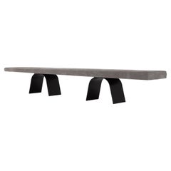 Amura 
Desco
 Bench in Gray Leather and Metal by Emanuel Gargano