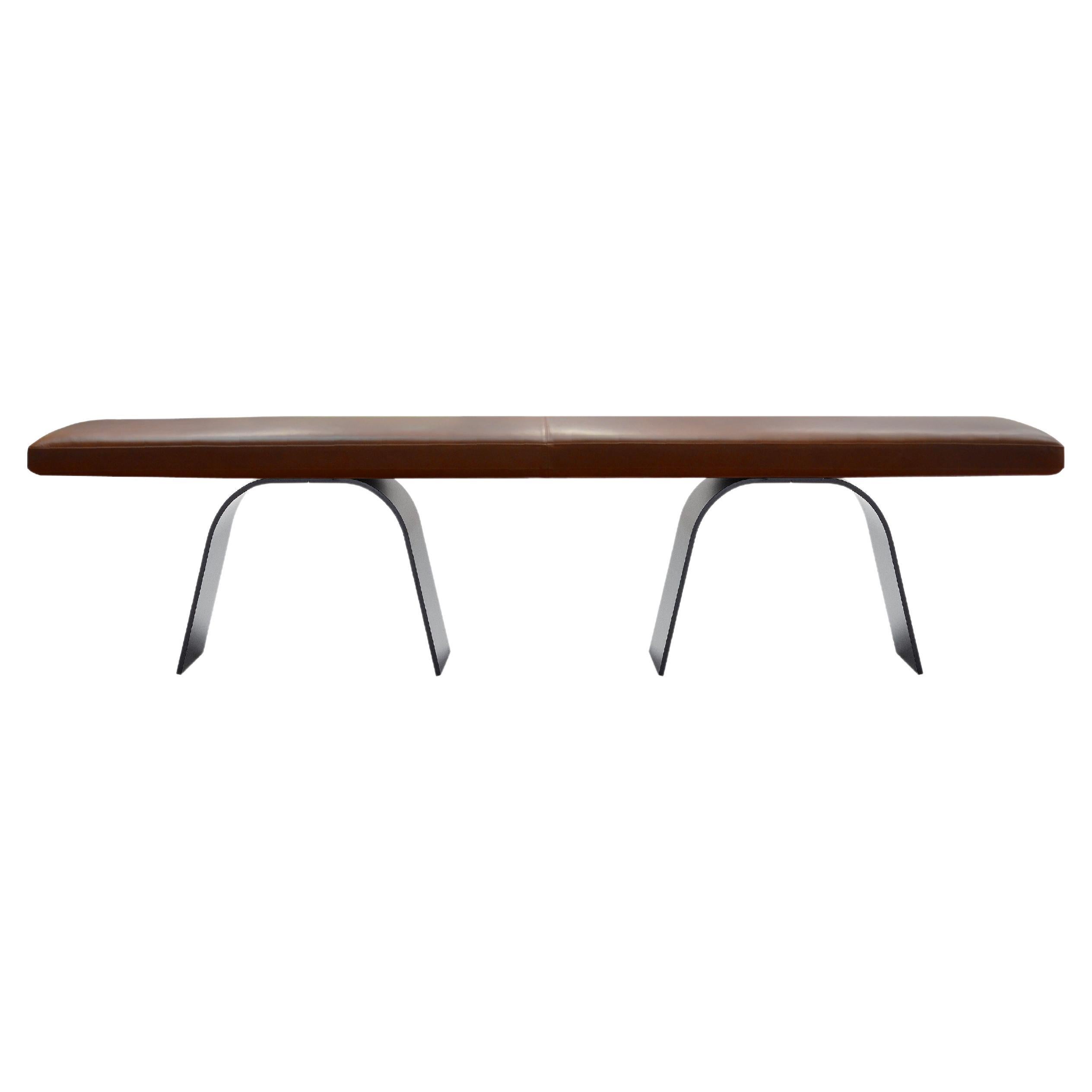 Amura 'Desco' Bench in Leather and Metal by Emanuel Gargano For Sale