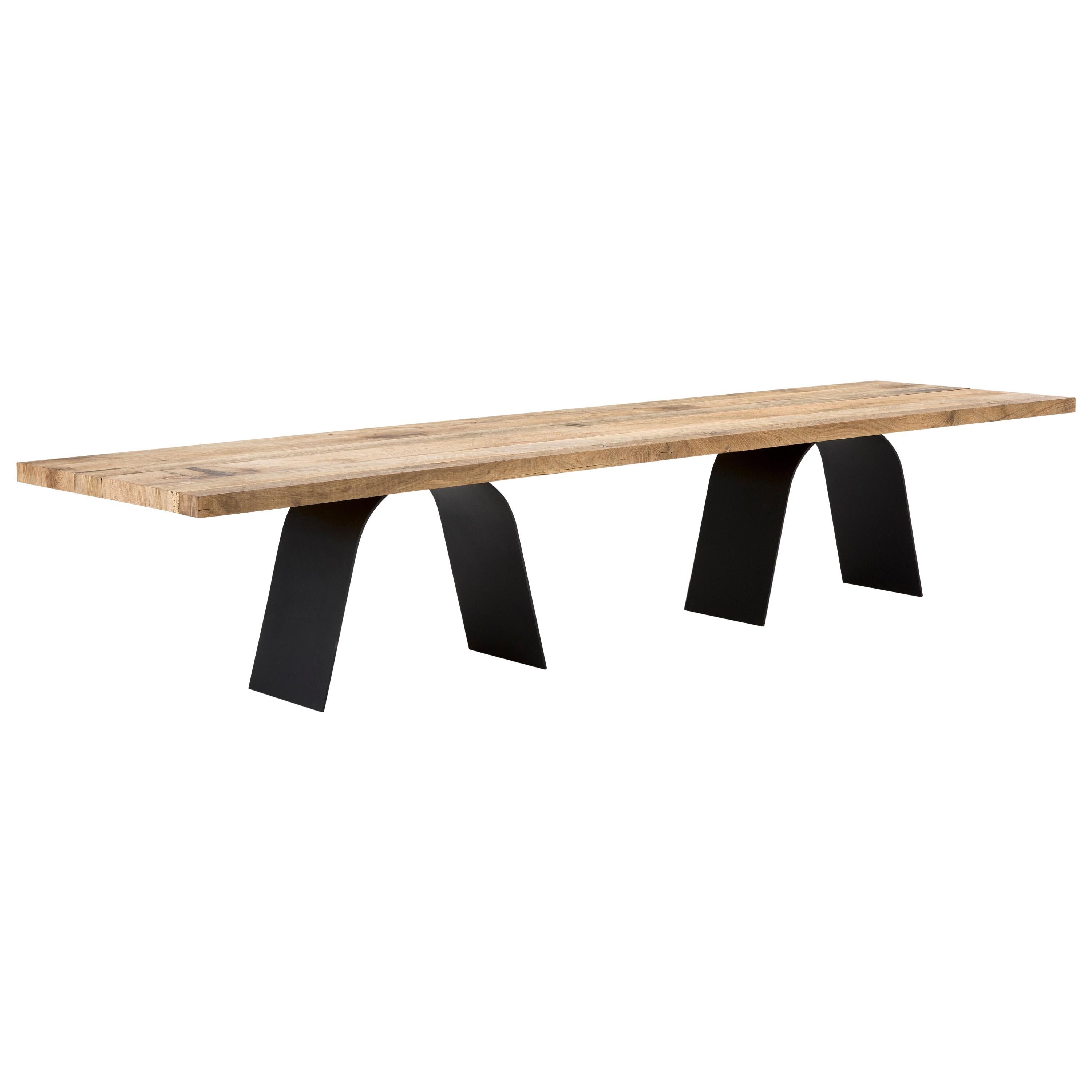 Amura Desco Dining Table in Oak and Metal by Emanuel Gargano For Sale