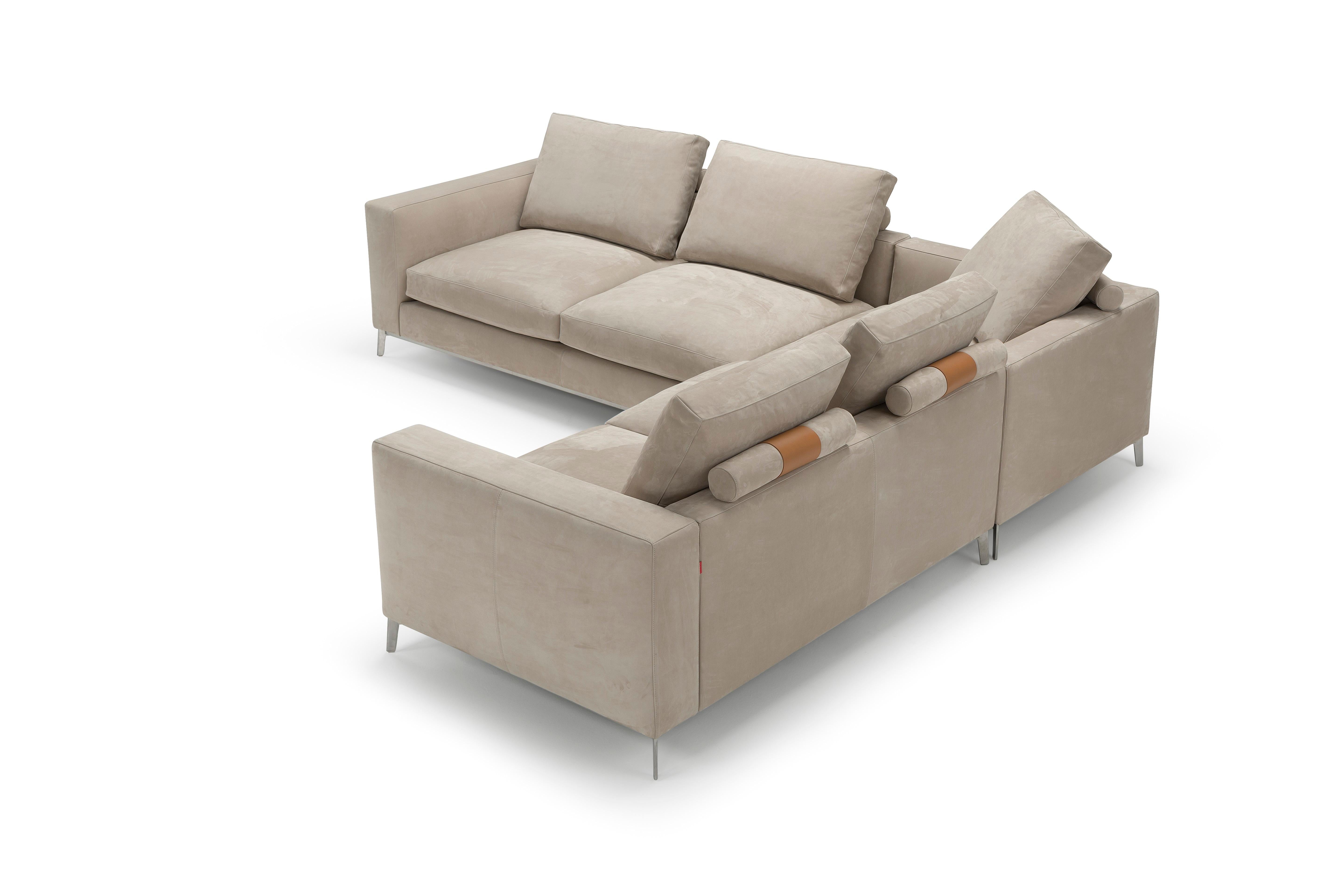 Modern Amura 'Dorsey' Composition Sofa in Beige Leather by Amura Lab For Sale