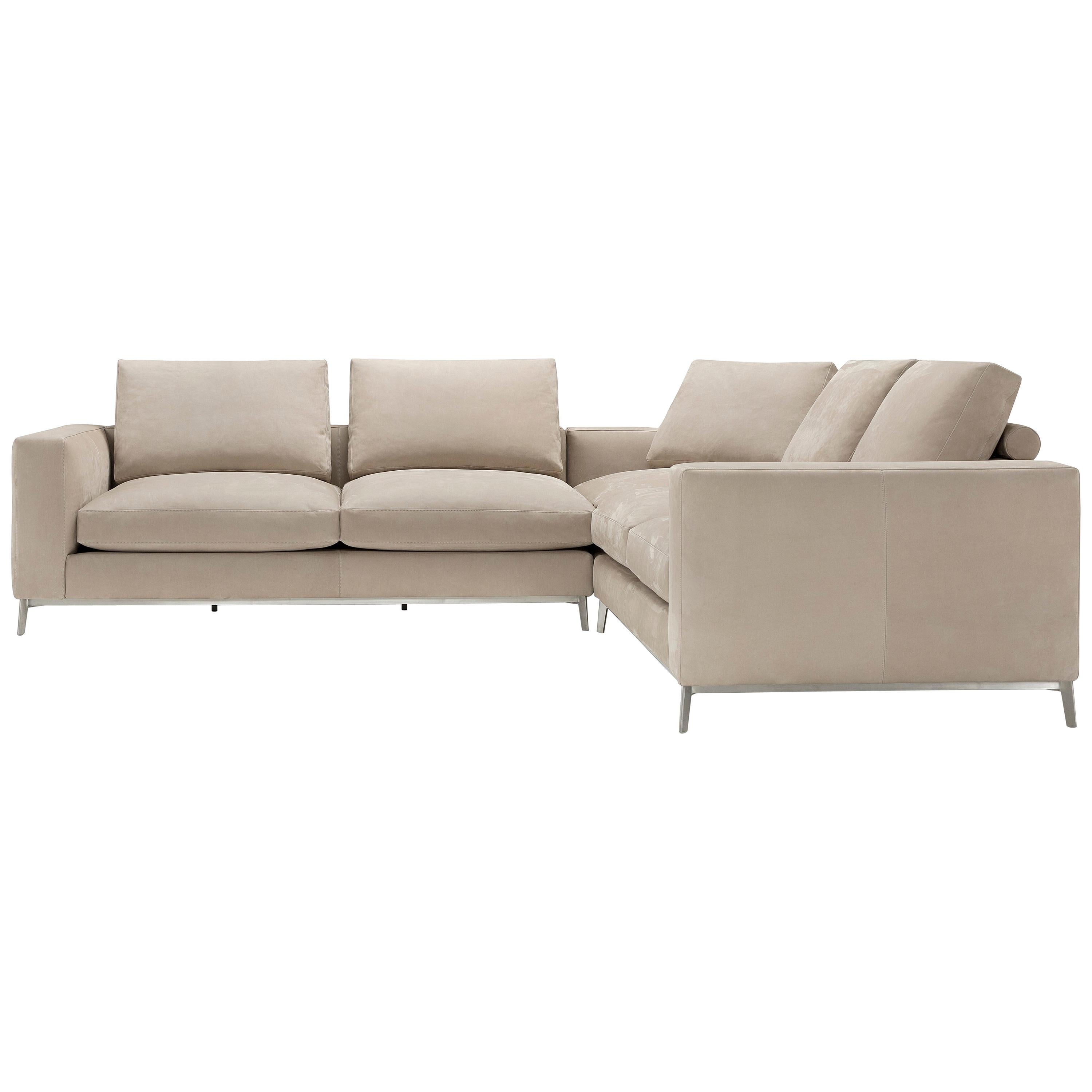 Amura 'Dorsey' Composition Sofa in Beige Leather by Amura Lab For Sale