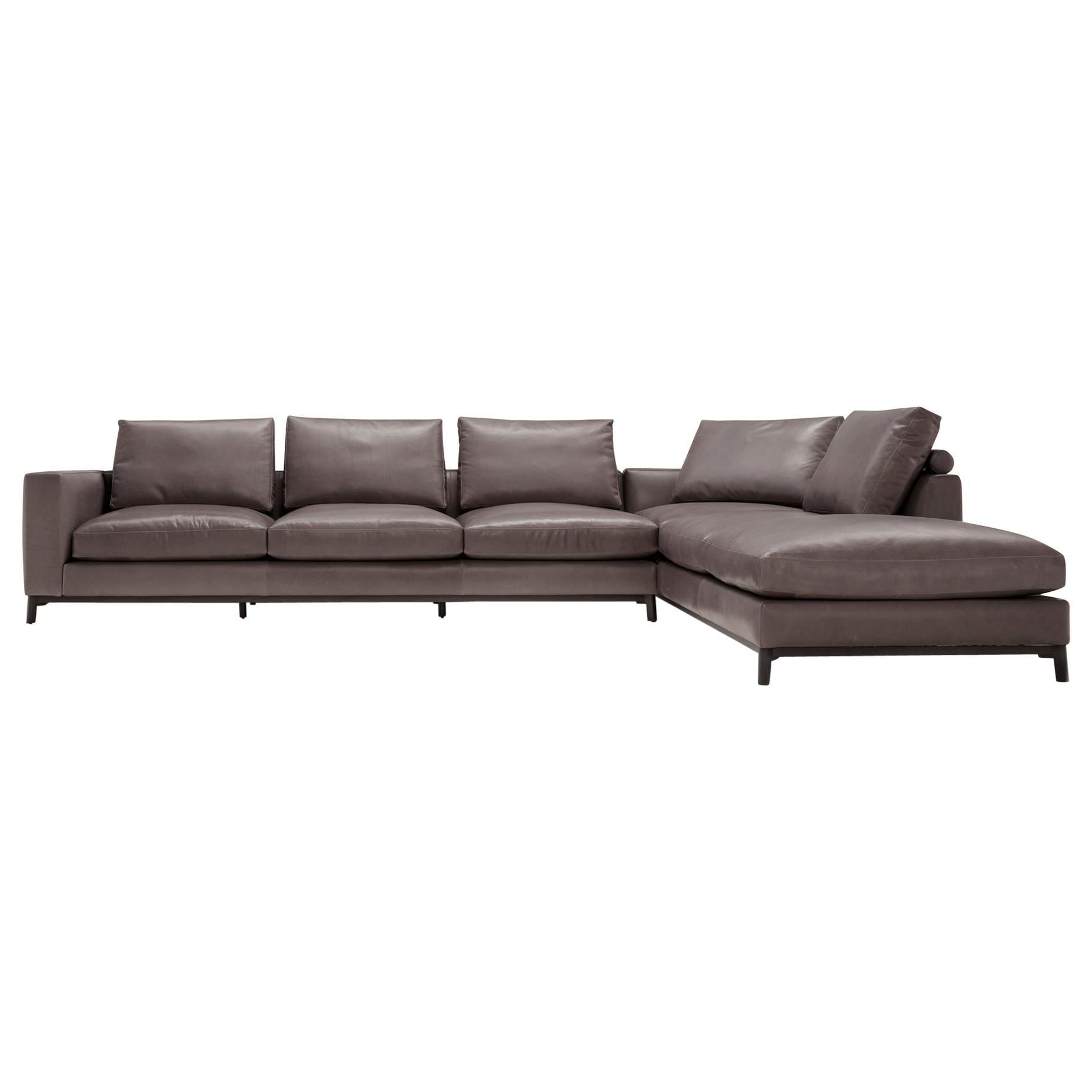 Amura 'Dorsey' Composition Sofa in Dark Brown Leather by Amura ' Lab For Sale